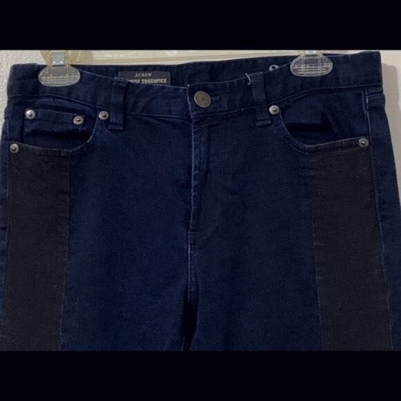 J. Crew Women's Mid Rise Toothpick Size 28 Colorblock Blue Black Jeans Everyday - Picture 6 of 14